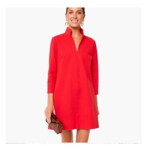 Tuckernuck Womens popy Red orange ponte Clifton Dress S  3/4 sleeve mini dress.